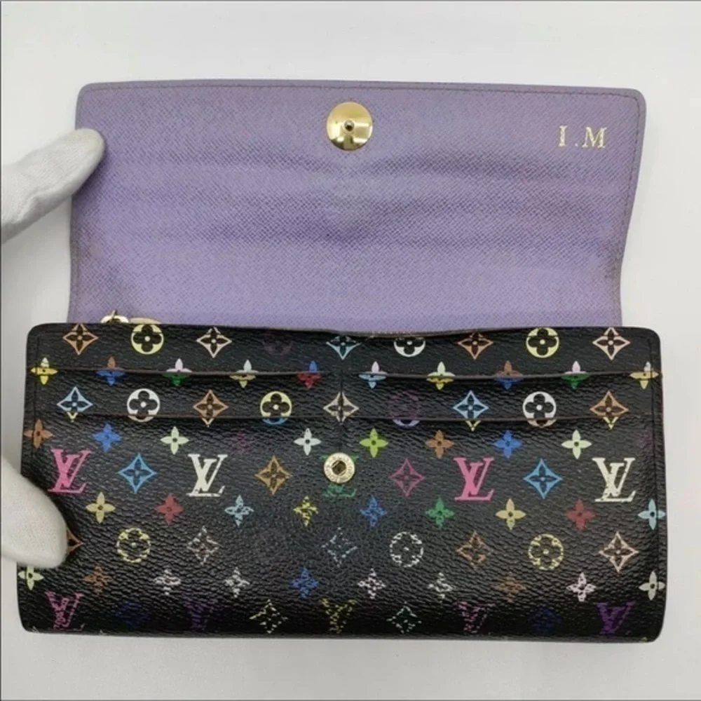 Louis Vuitton Black Monogram Multicolore Canvas Sarah Wallet